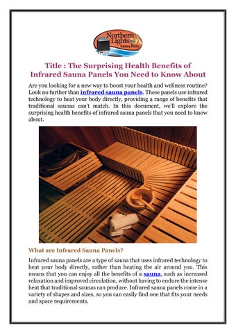 Exploring the Health Benefits of Infrared Saunas